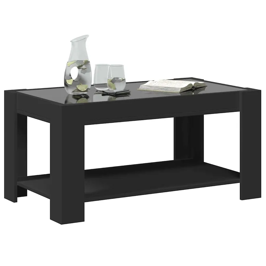 Table basse avec LED noir 93x53x45 cm bois d'ingénierie - 5