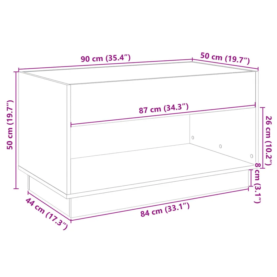 Table basse avec LED infini chêne marron 90x50x50 cm - 13