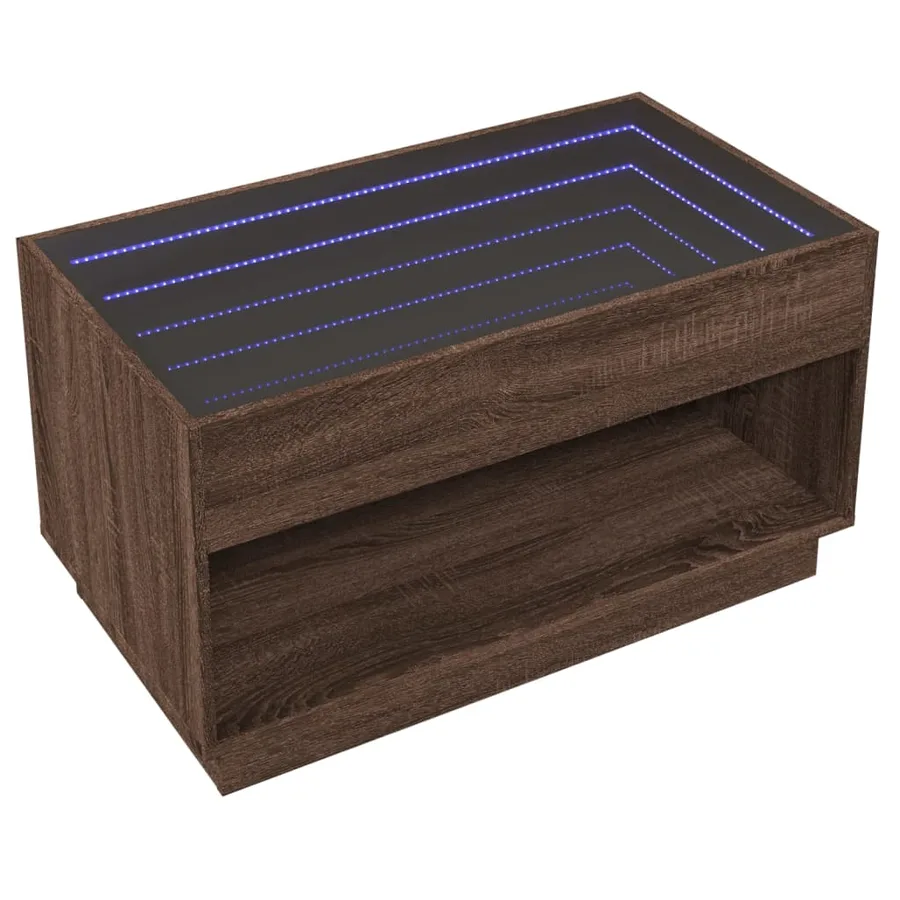 Table basse avec LED infini chêne marron 90x50x50 cm - 5