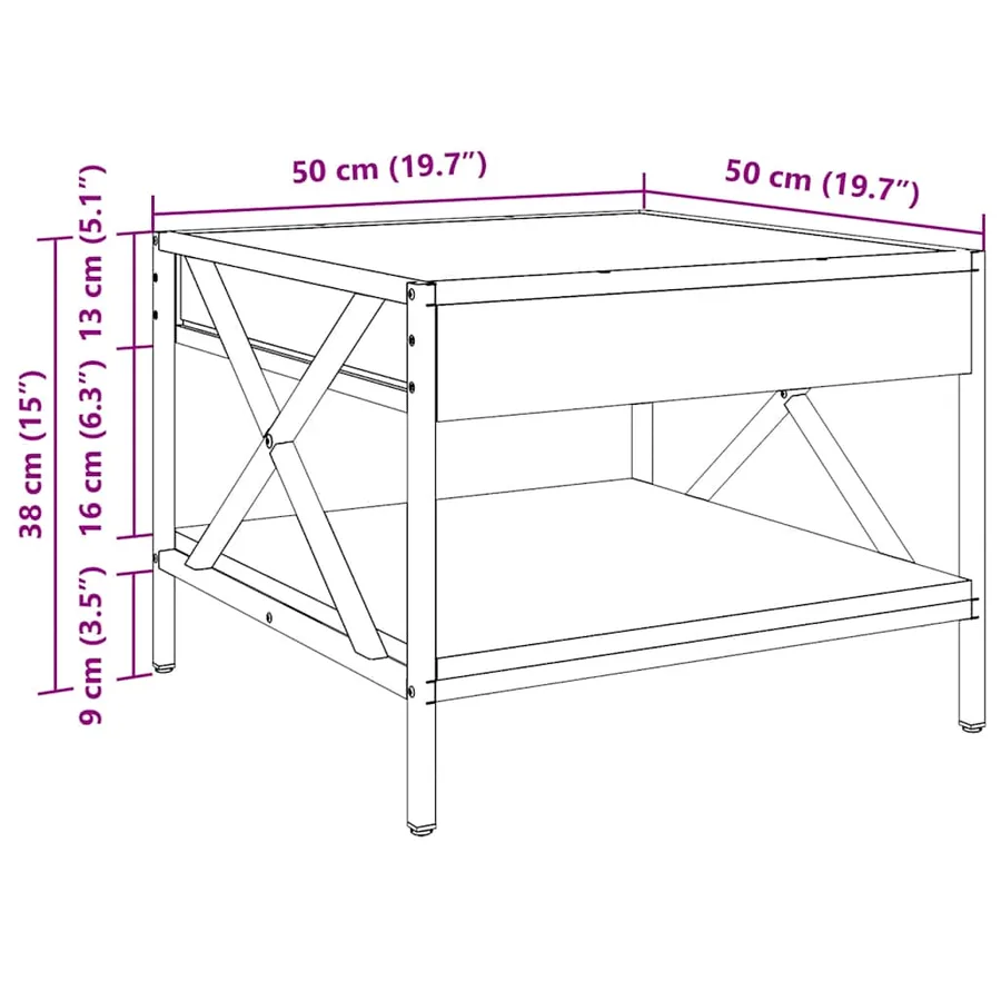 Table basse avec LED Infinity chêne fumé 50x50x38 cm - 13