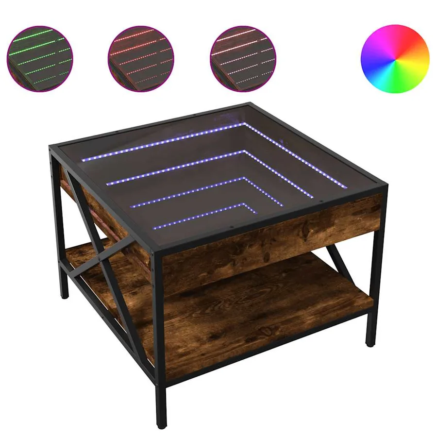 Table basse avec LED Infinity chêne fumé 50x50x38 cm - 2