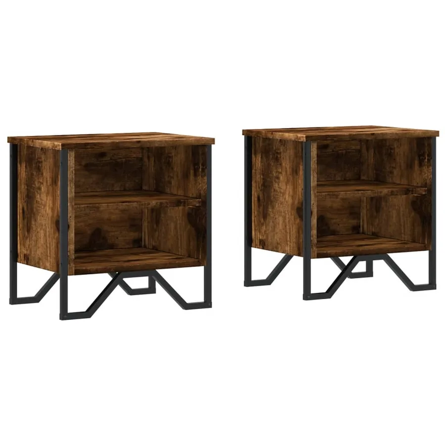 Tables de chevet 2 pcs chêne fumé 40x30x40 cm bois d'ingénierie - 2