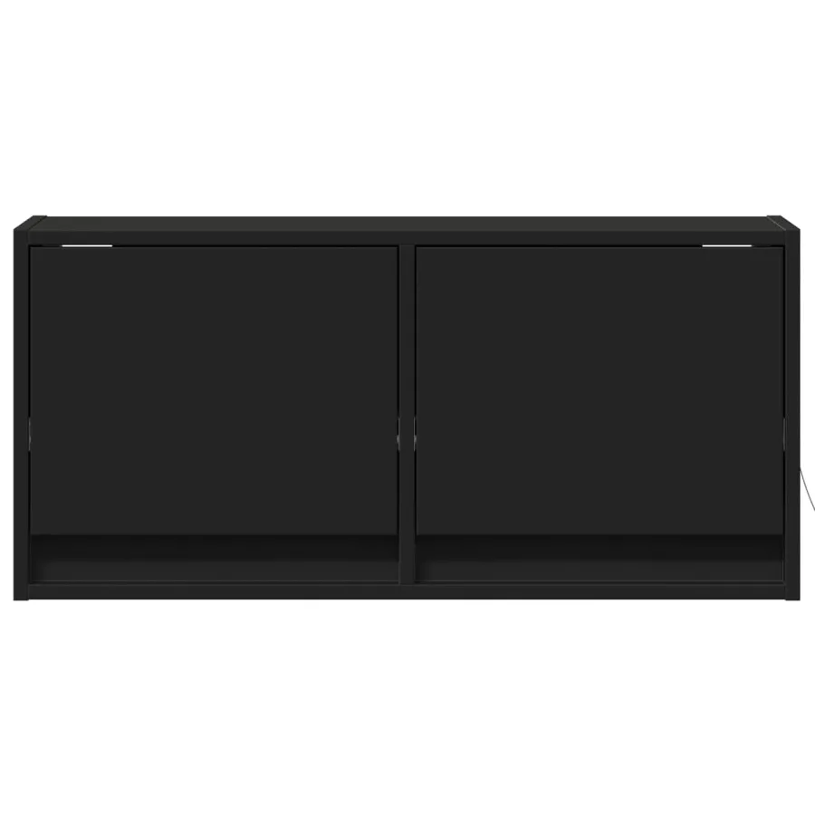 Meuble TV mural avec lumières LED noir 80x31x35 cm - 6