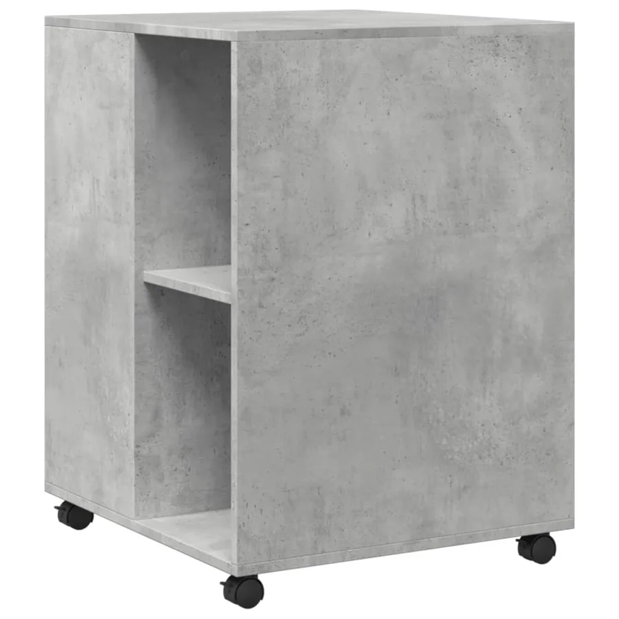 Table d'appoint avec roues gris béton bois d'ingénierie - 6