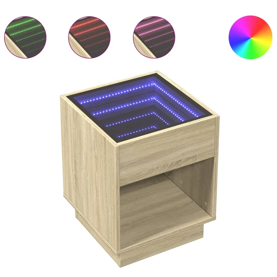 Table basse avec LED infini chêne sonoma 40x40x50 cm - 2