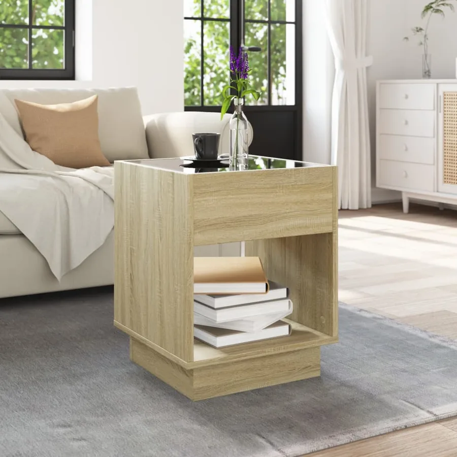 Table basse avec LED infini chêne sonoma 40x40x50 cm - 4