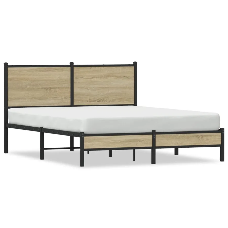 Cadre de lit en métal sans matelas chêne sonoma 140x200 cm - 2