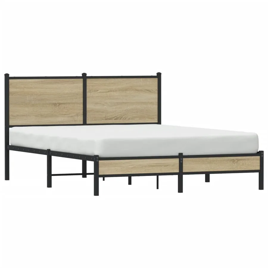 Cadre de lit en métal sans matelas chêne sonoma 140x200 cm - 4