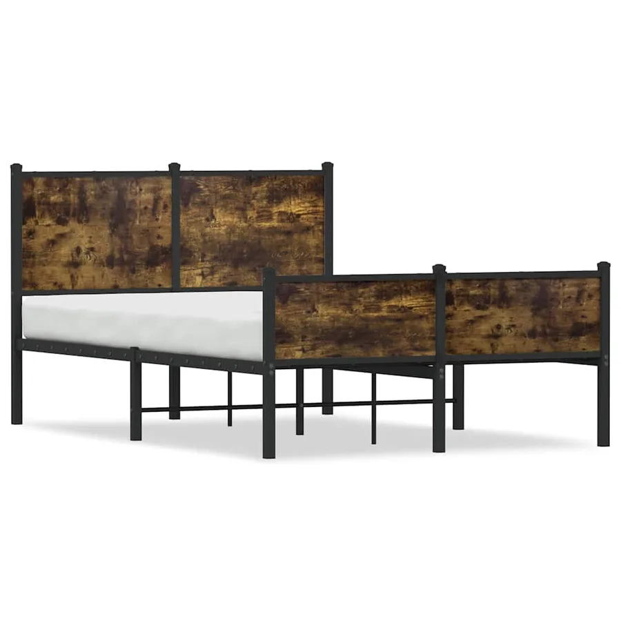 Cadre de lit en métal sans matelas chêne fumé 120x200 cm - 2