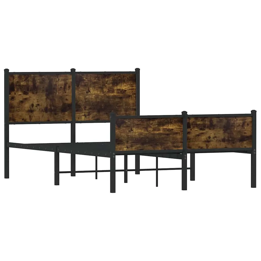 Cadre de lit en métal sans matelas chêne fumé 120x200 cm - 3