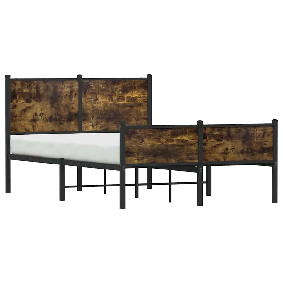 Cadre de lit en métal sans matelas chêne fumé 120x200 cm - 4