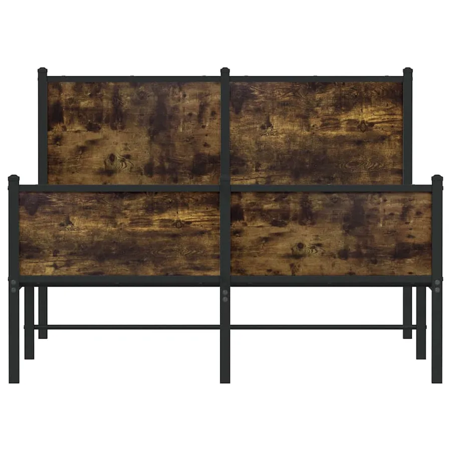 Cadre de lit en métal sans matelas chêne fumé 120x200 cm - 5