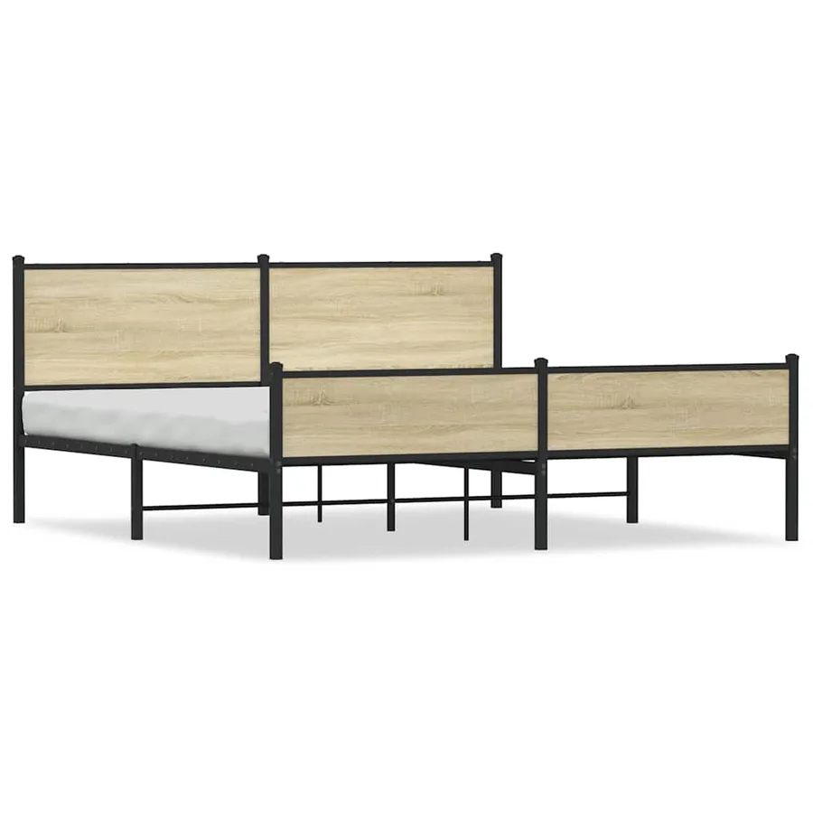 Cadre de lit en métal sans matelas chêne sonoma 180x200 cm - 2