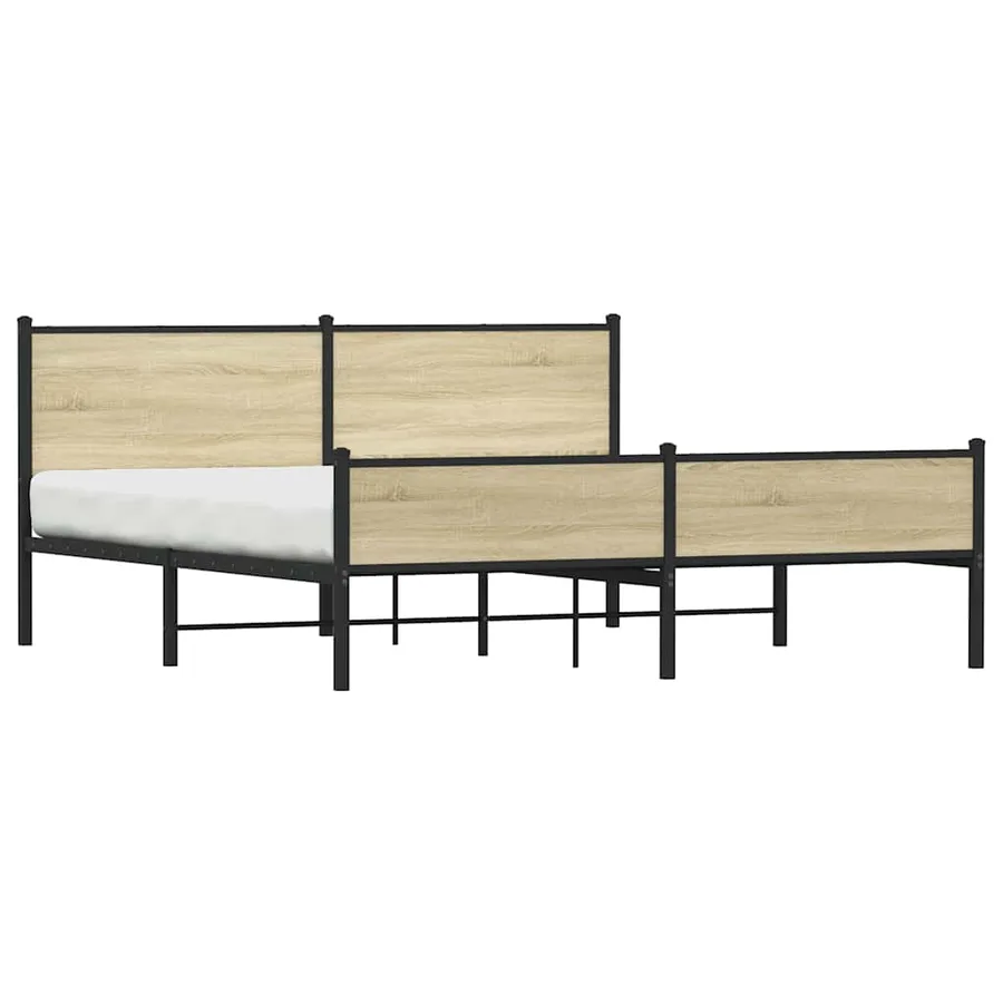 Cadre de lit en métal sans matelas chêne sonoma 180x200 cm - 3