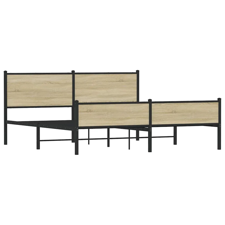Cadre de lit en métal sans matelas chêne sonoma 180x200 cm - 4
