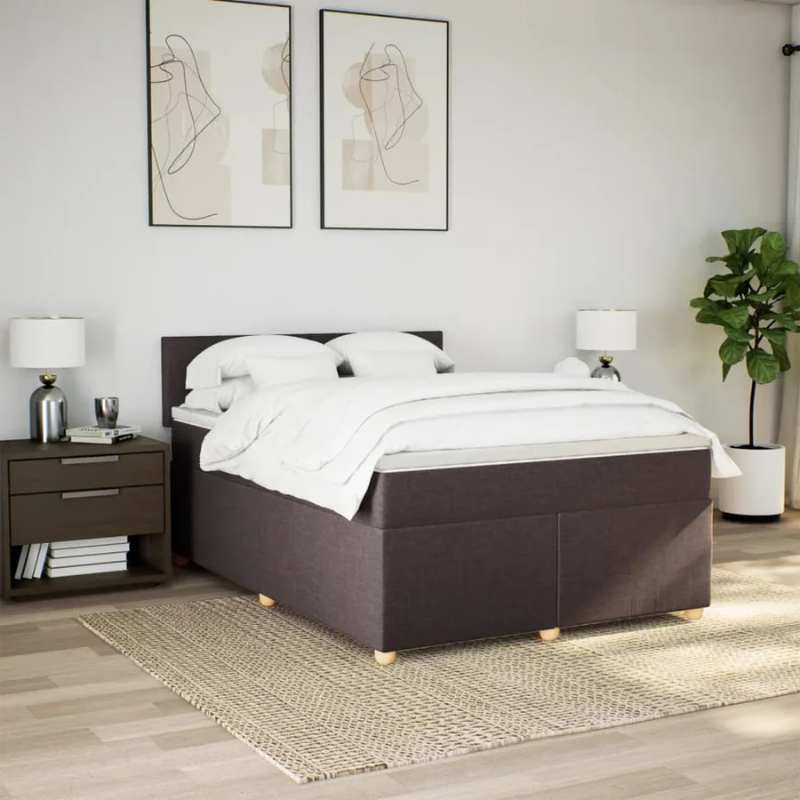Sommier à lattes de lit avec matelas Marron foncé 140x190 cm - 3