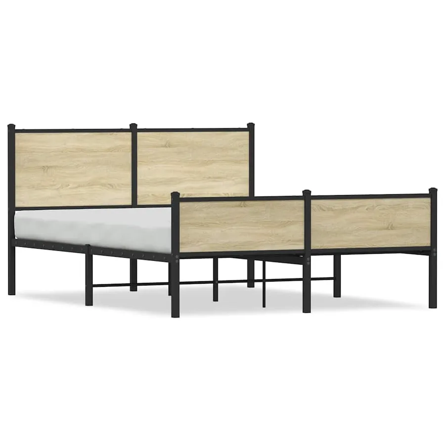 Cadre de lit en métal sans matelas chêne sonoma 140x190 cm - 2