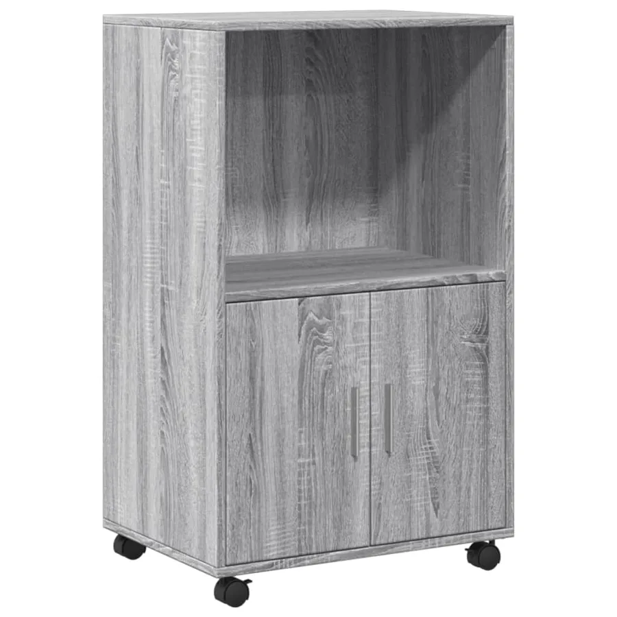 Armoire à roulettes sonoma gris 55x40x91 cm bois d'ingénierie - 2
