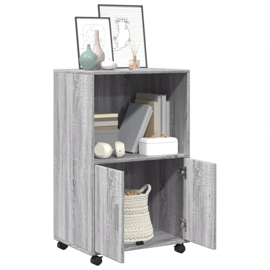 Armoire à roulettes sonoma gris 55x40x91 cm bois d'ingénierie - 3
