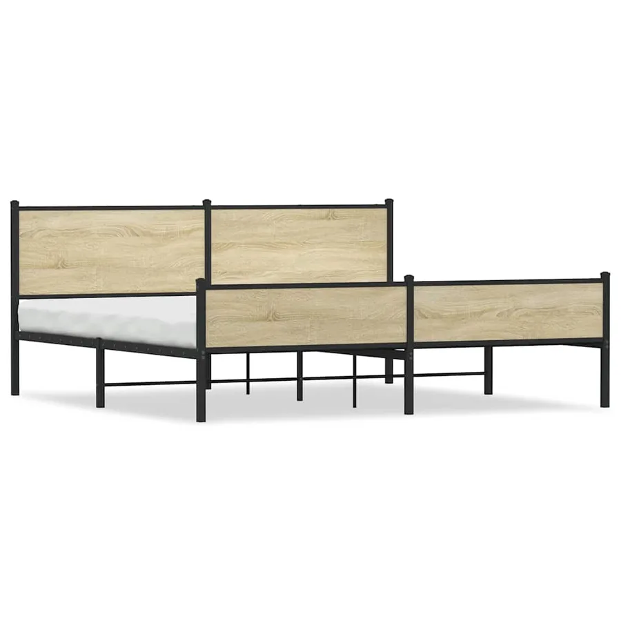 Cadre de lit en métal sans matelas chêne sonoma 193x203 cm - 2