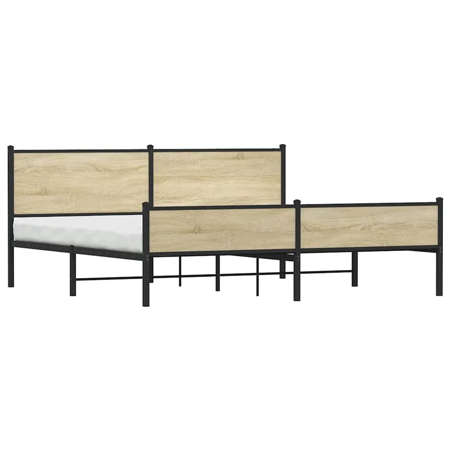 Cadre de lit en métal sans matelas chêne sonoma 193x203 cm - 3