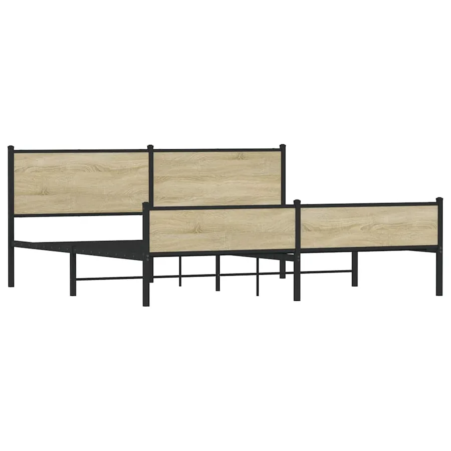 Cadre de lit en métal sans matelas chêne sonoma 193x203 cm - 4