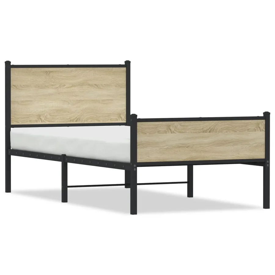 Cadre de lit en métal sans matelas chêne sonoma 90x200 cm - 2