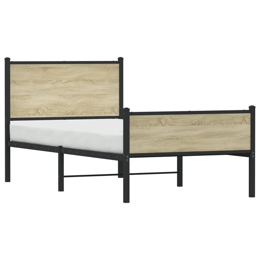 Cadre de lit en métal sans matelas chêne sonoma 90x200 cm - 4