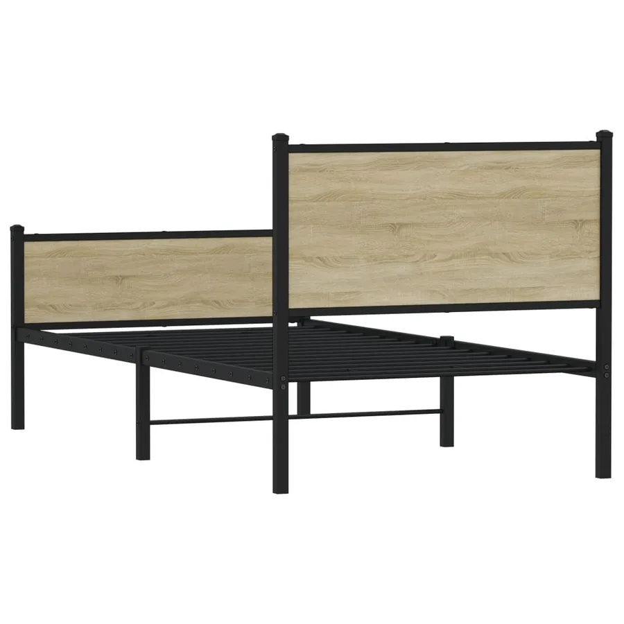 Cadre de lit en métal sans matelas chêne sonoma 90x200 cm - 7