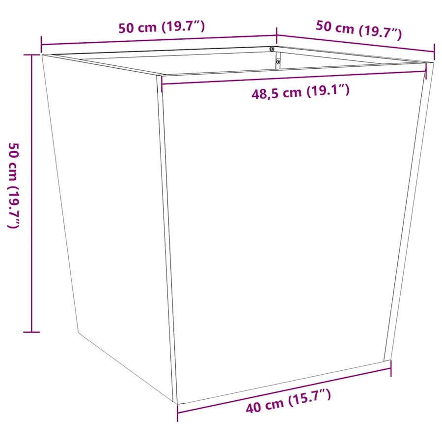 Jardinières 2 pcs 50x50x50 cm acier résistant aux intempéries - 14