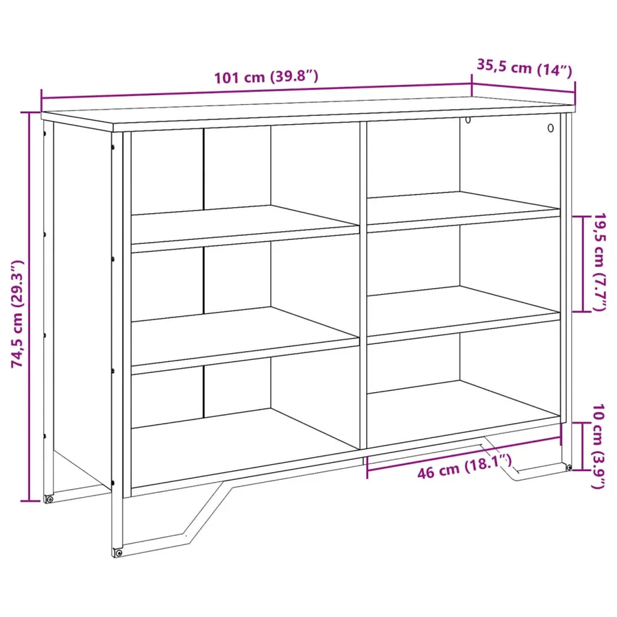 Buffet sonoma gris 101x35,5x74,5 cm bois d'ingénierie - 9