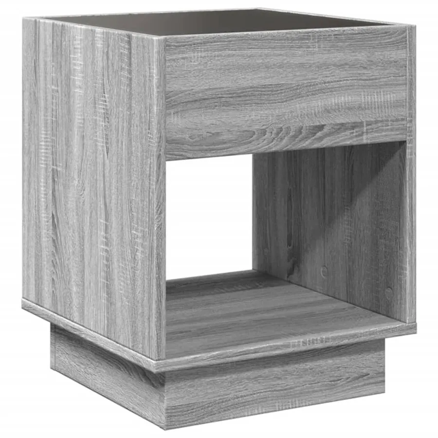 Table de chevet avec LED infini sonoma gris 40x40x50 cm - 8