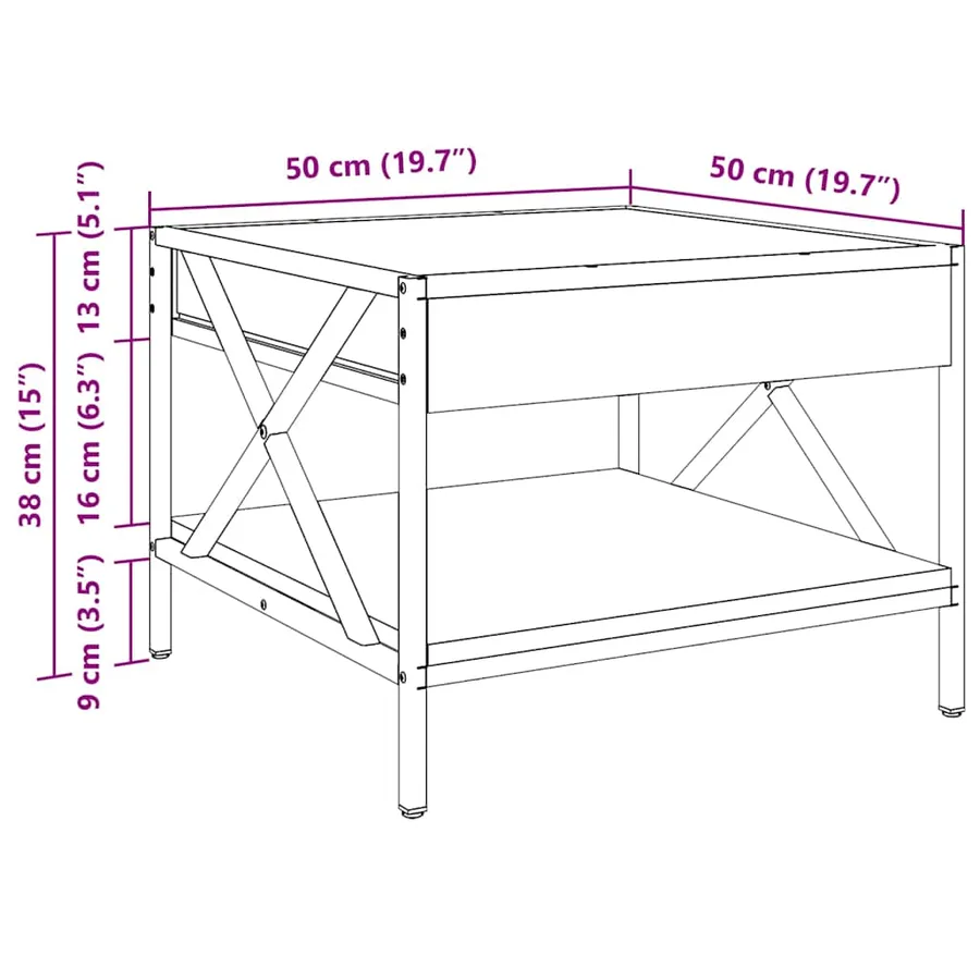 Table basse avec LED Infinity chêne marron 50x50x38 cm - 13