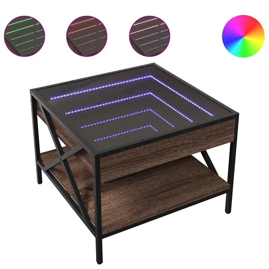 Table basse avec LED Infinity chêne marron 50x50x38 cm - 2