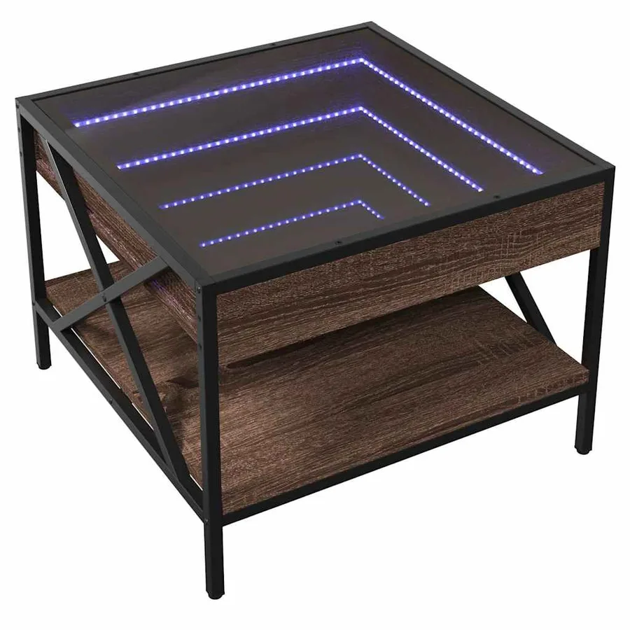 Table basse avec LED Infinity chêne marron 50x50x38 cm - 3