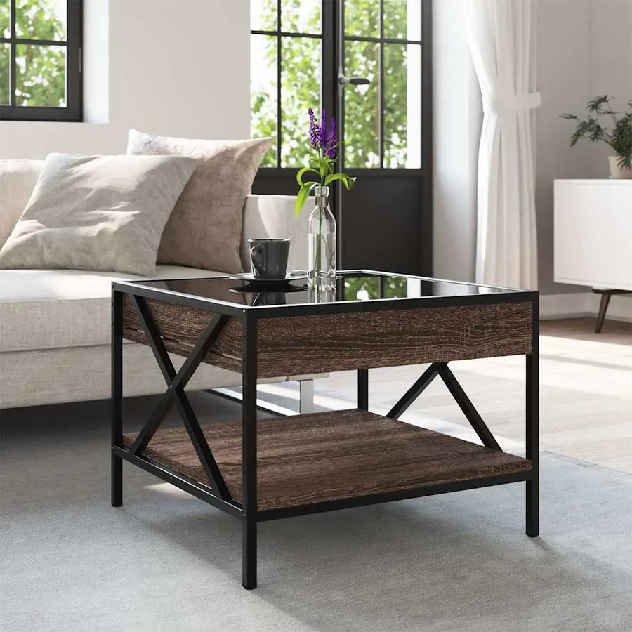 Table basse avec LED Infinity chêne marron 50x50x38 cm - 4