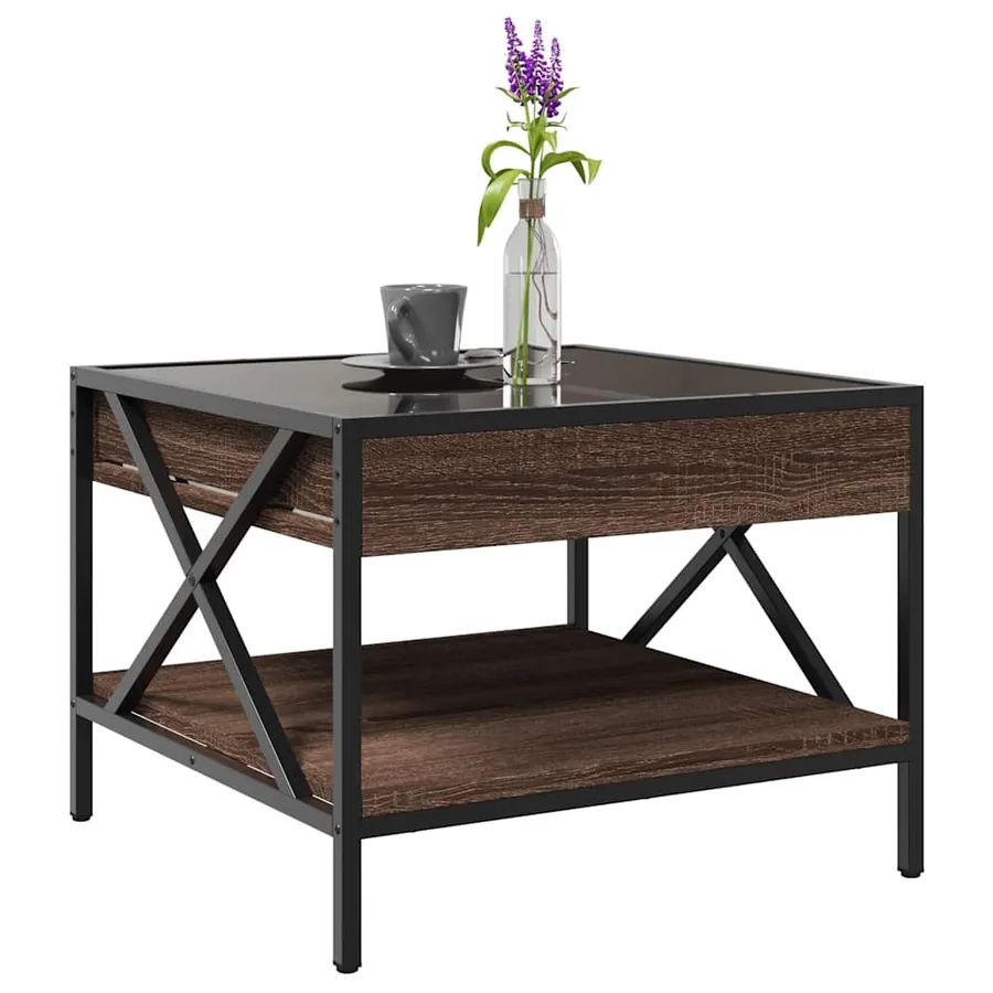 Table basse avec LED Infinity chêne marron 50x50x38 cm - 5