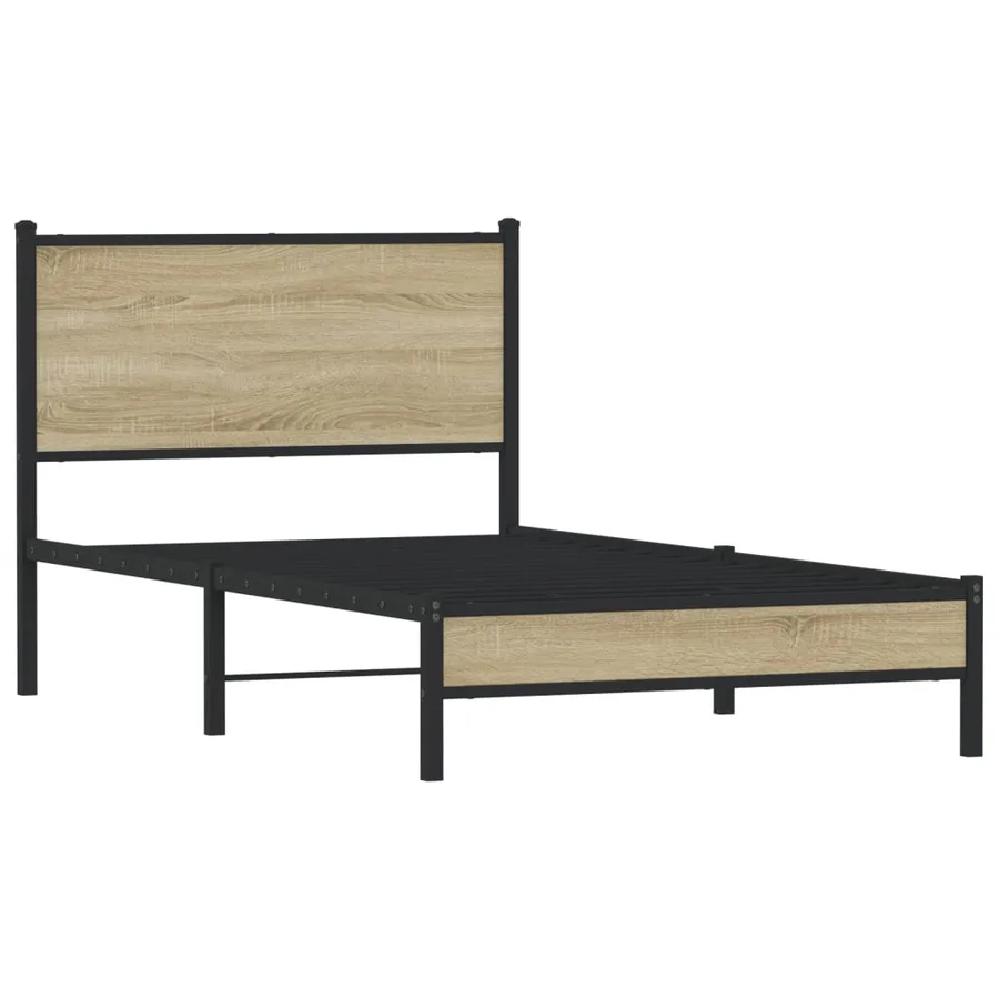 Cadre de lit en métal sans matelas chêne sonoma 100x190 cm - 3