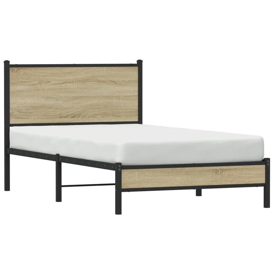 Cadre de lit en métal sans matelas chêne sonoma 100x190 cm - 4