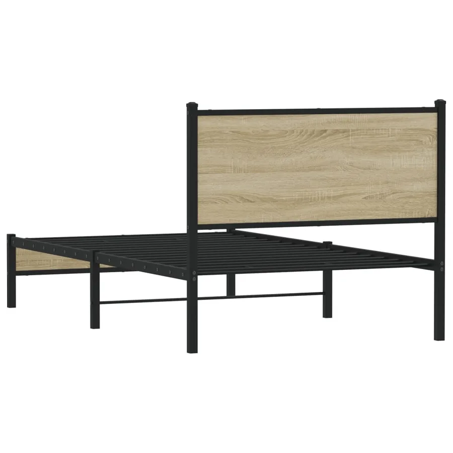 Cadre de lit en métal sans matelas chêne sonoma 100x190 cm - 7