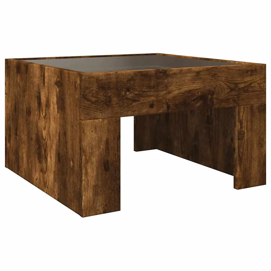 Table basse avec LED infini chêne fumé 50x50x30 cm - 8