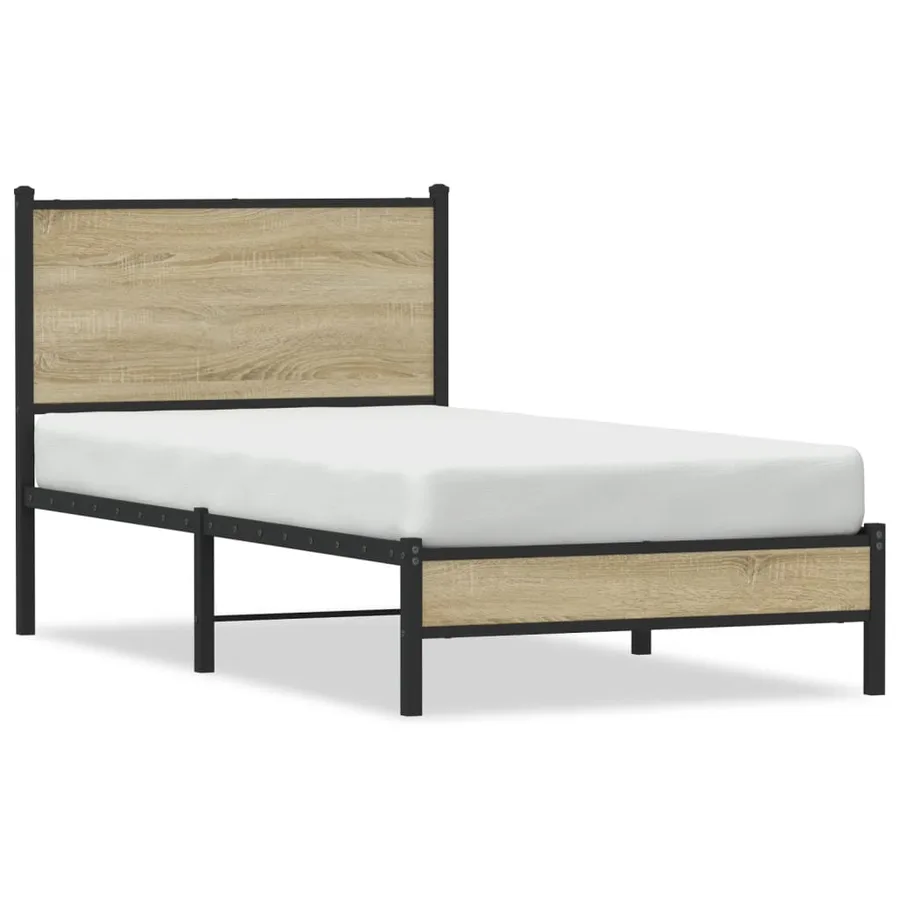 Cadre de lit en métal sans matelas chêne sonoma 90x190 cm - 2
