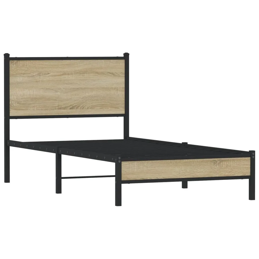Cadre de lit en métal sans matelas chêne sonoma 90x190 cm - 3