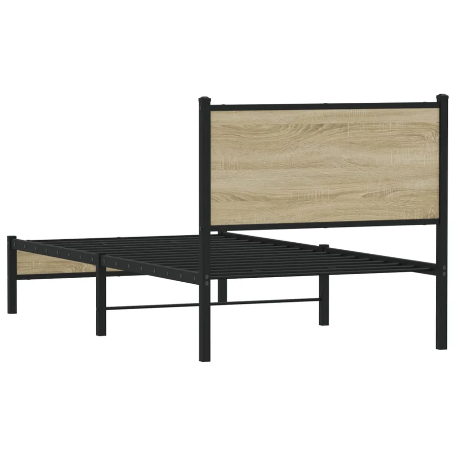 Cadre de lit en métal sans matelas chêne sonoma 90x190 cm - 7