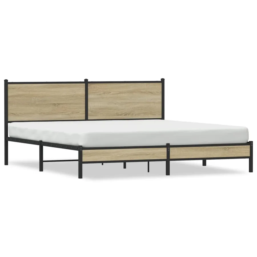 Cadre de lit en métal sans matelas chêne sonoma 180x200 cm - 2