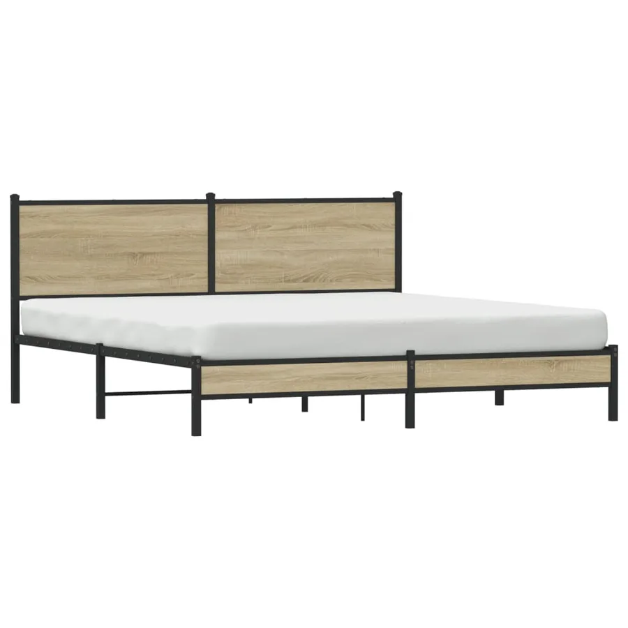 Cadre de lit en métal sans matelas chêne sonoma 180x200 cm - 3