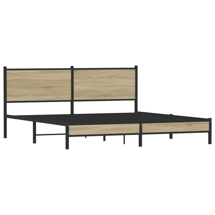 Cadre de lit en métal sans matelas chêne sonoma 180x200 cm - 4