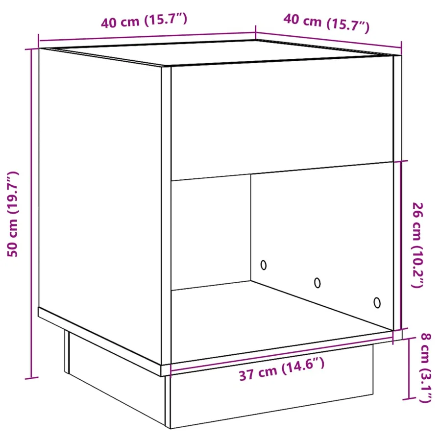 Table basse avec LED infini chêne marron 40x40x50 cm - 13