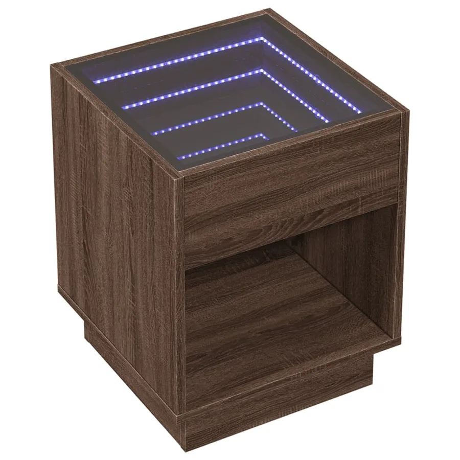Table basse avec LED infini chêne marron 40x40x50 cm - 3