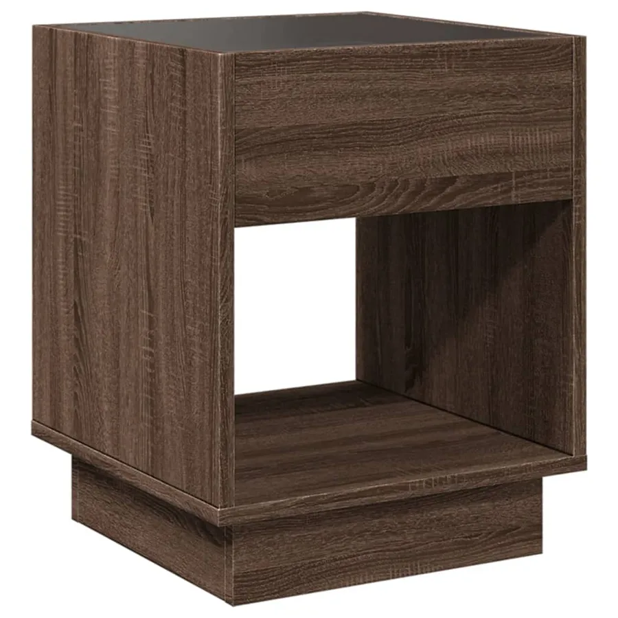 Table basse avec LED infini chêne marron 40x40x50 cm - 8